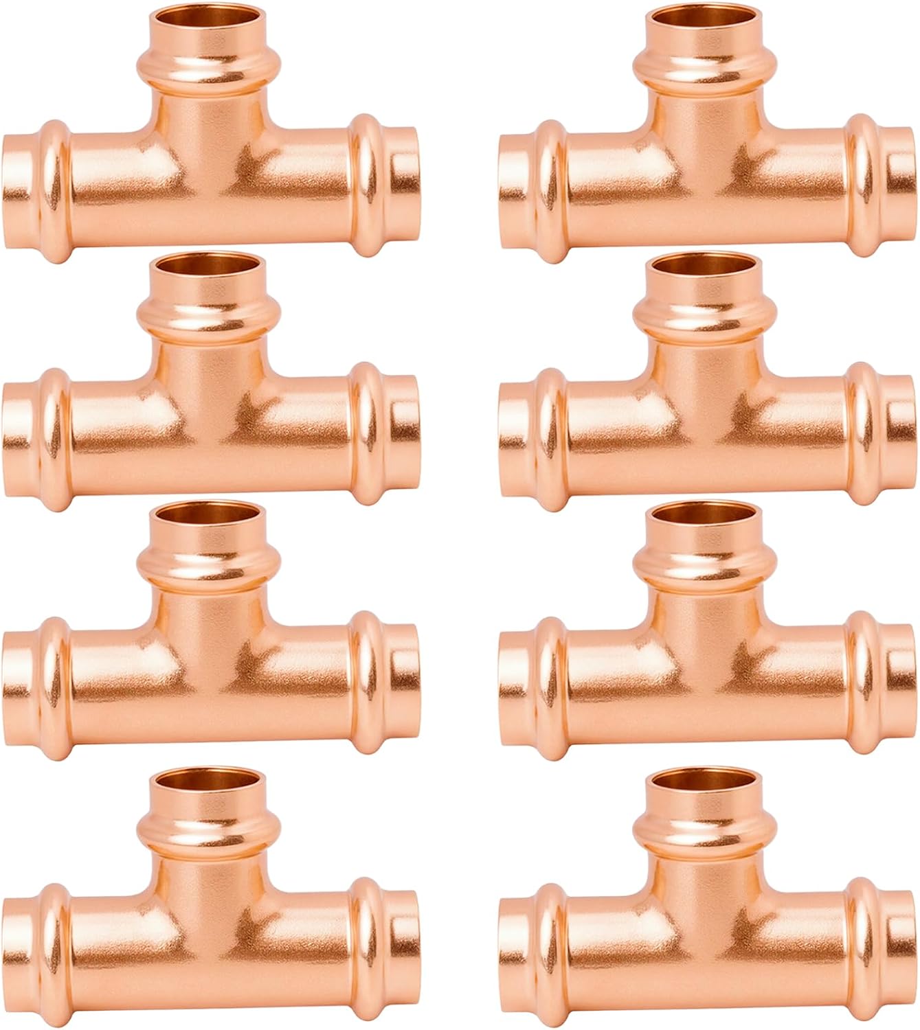 8 Pack Accesorios ProPress Tee 3/4x3/4x3/4 pulg cobre
