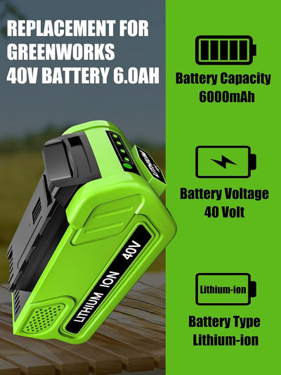 2 Baterías 40V 6000mAh Repuesto Greenworks