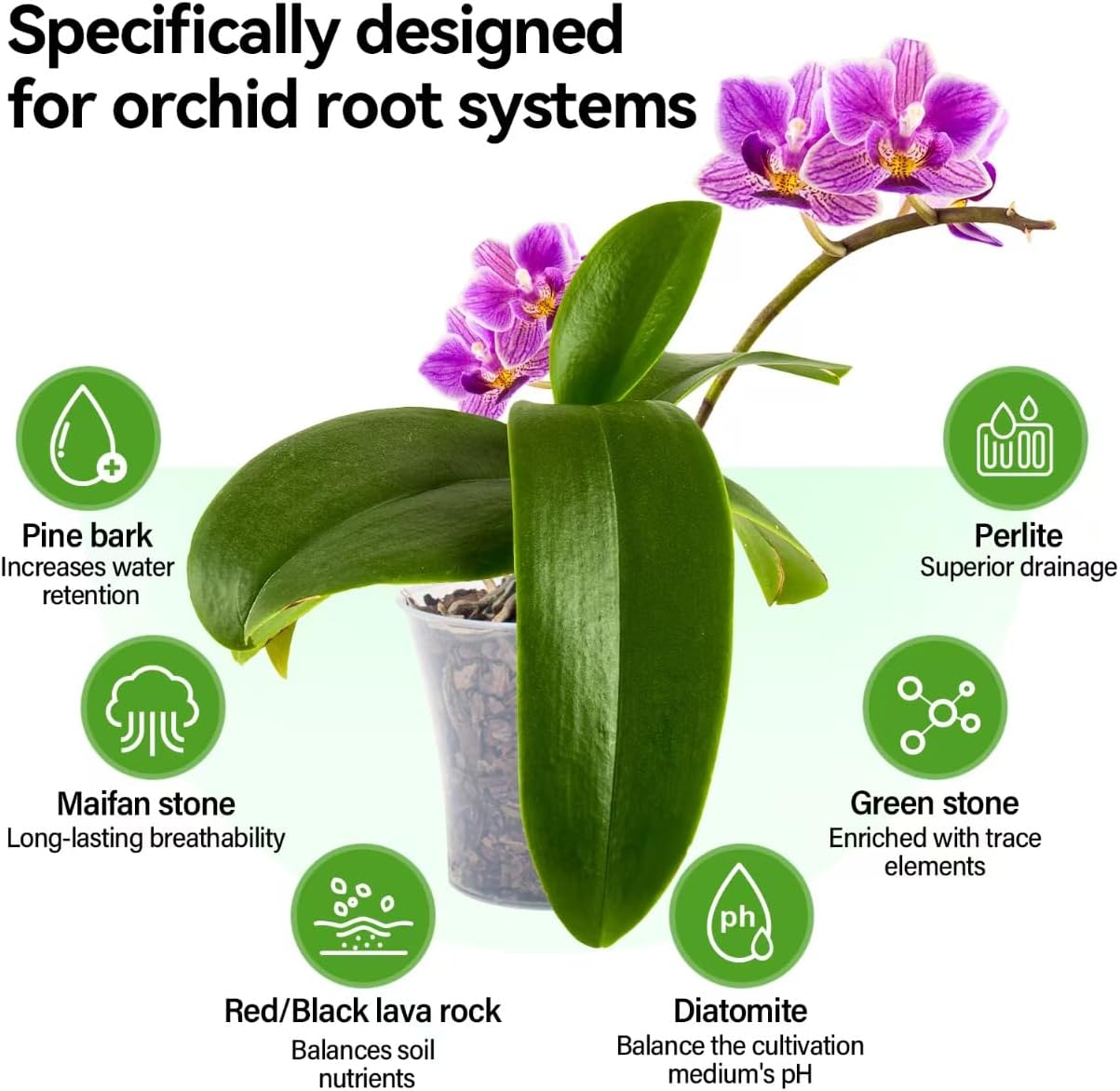Tierra para orquídeas con corteza de pino y perlita drenaje rápido