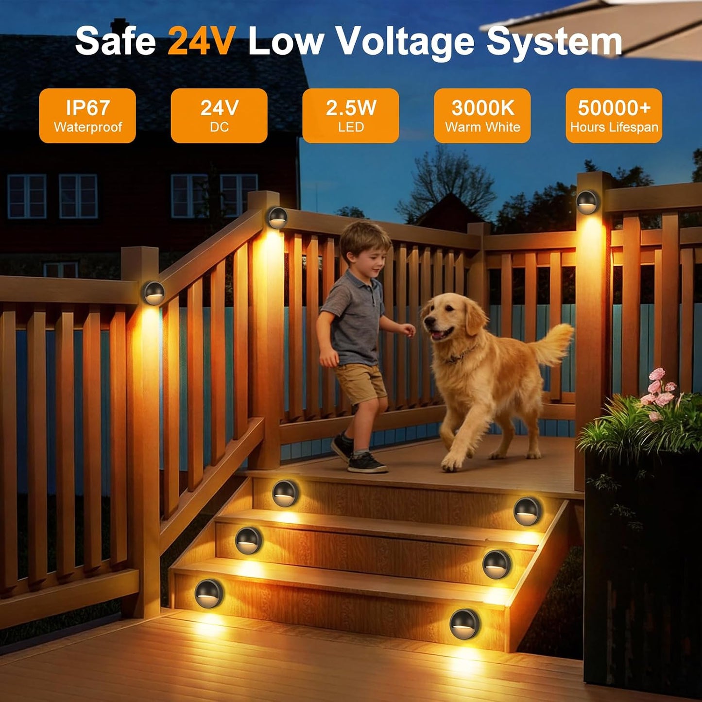 Kit 6 luces LED impermeables IP67 para terraza patio barandilla