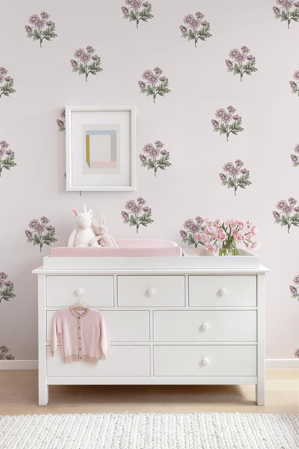 Papel tapiz floral rosa autoadhesivo para dormitorio