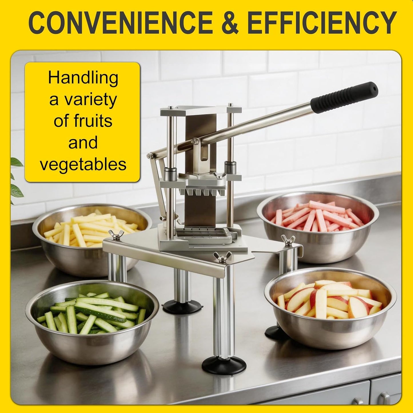 Cortador vertical papas fritas acero inox 3/8 y 1/2 pulg