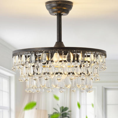 Ventilador techo con luz cristal negro 20pulg 6 velocidades