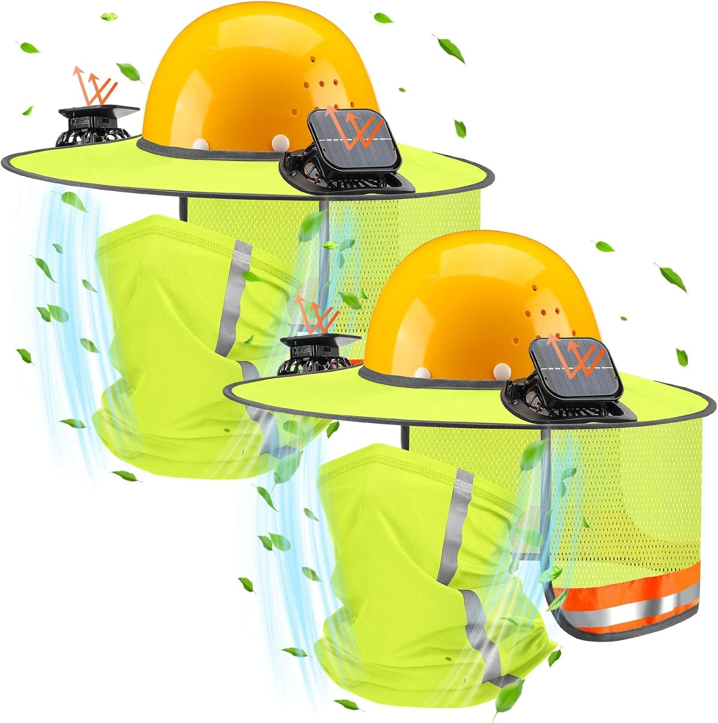2 Juegos Sombrero Duro Sol con Ventiladores Visera Reflectante