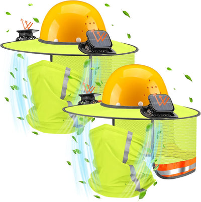 2 Juegos Sombrero Duro Sol con Ventiladores Visera Reflectante