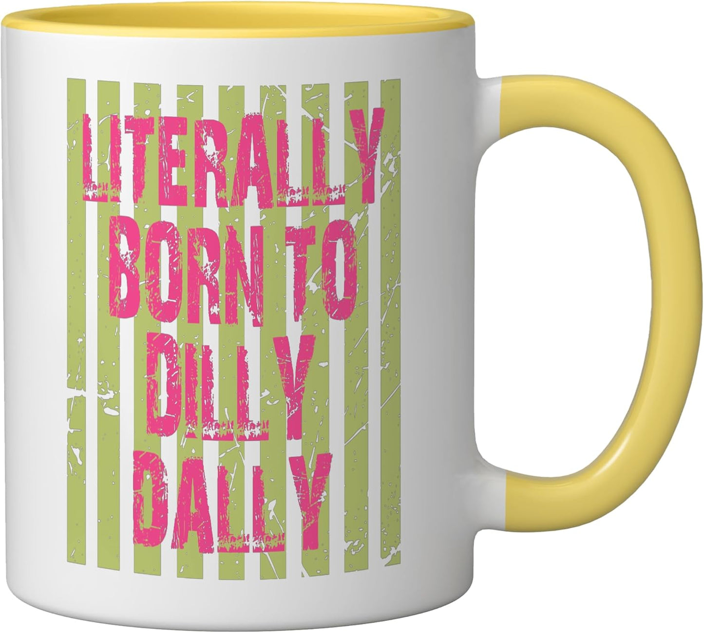 Taza cerámica estilo grunge amarillo/blanco