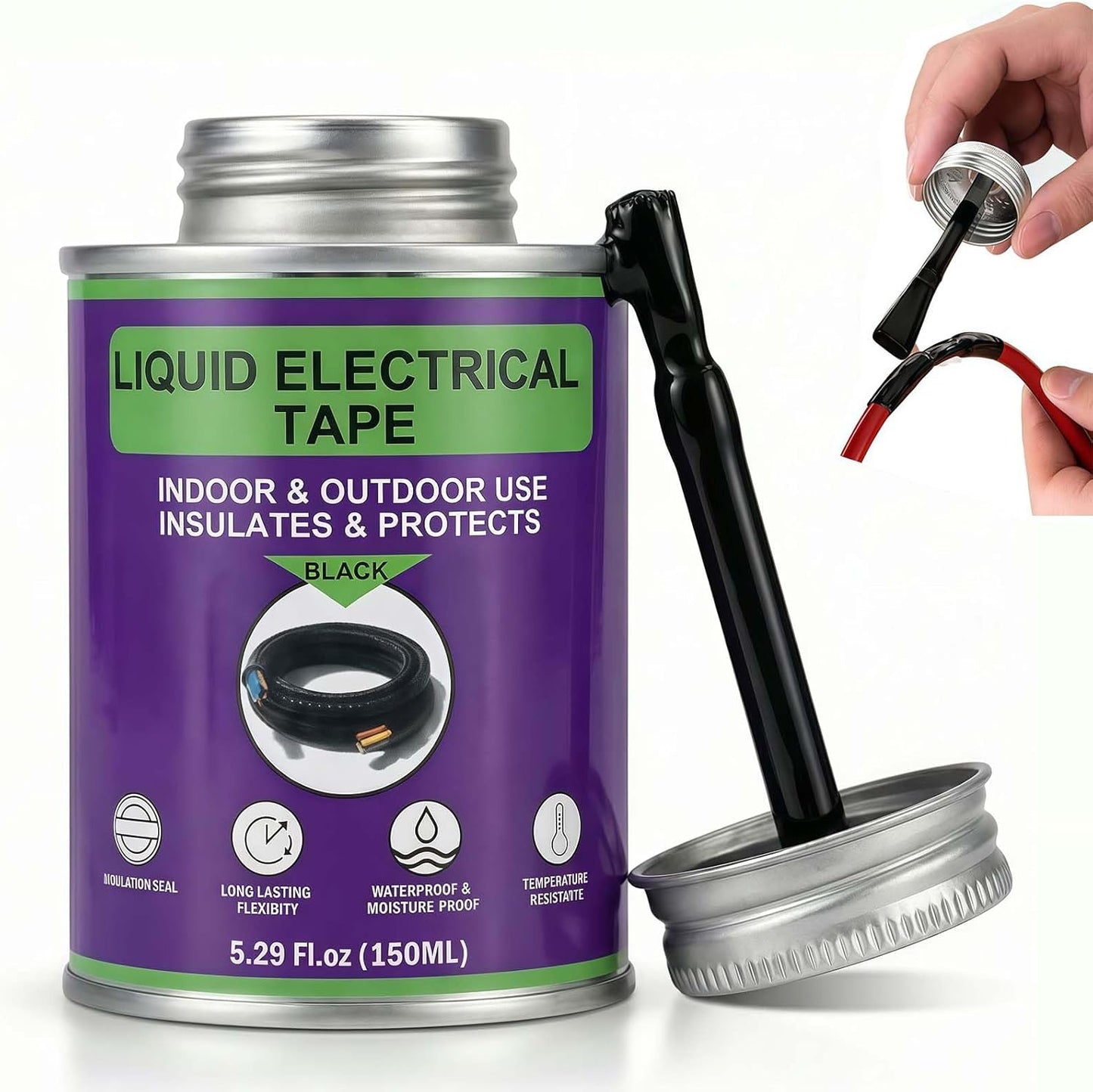 Cinta eléctrica líquida 5.29oz negra impermeable