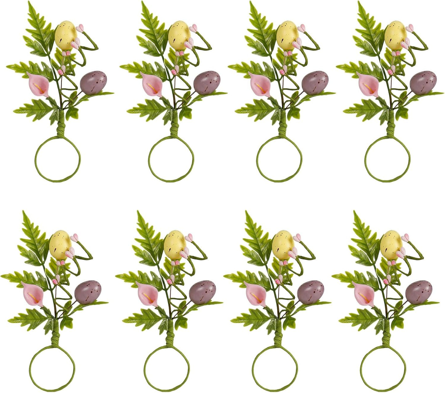 Juego de 8 servilleteros de huevos de Pascua para fiestas y cenas