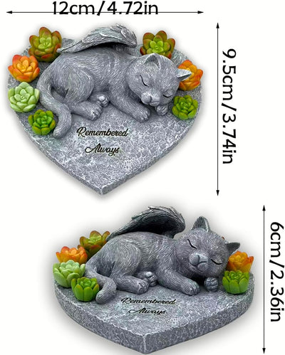 Estatua gato durmiendo piedra jardín suculenta lápida regalo