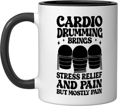 Taza de cerámica para mujer Funny Cardio Drumming negro/blanco