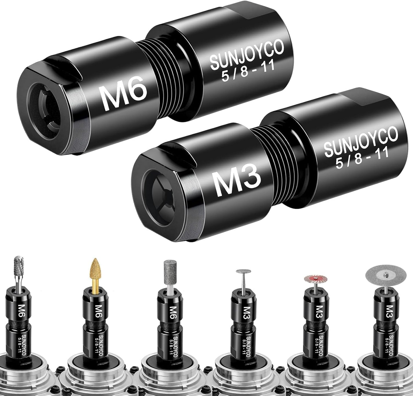2 Adaptadores Amoladora Angular a Troquel Rosca 5/8-11 y 1/4