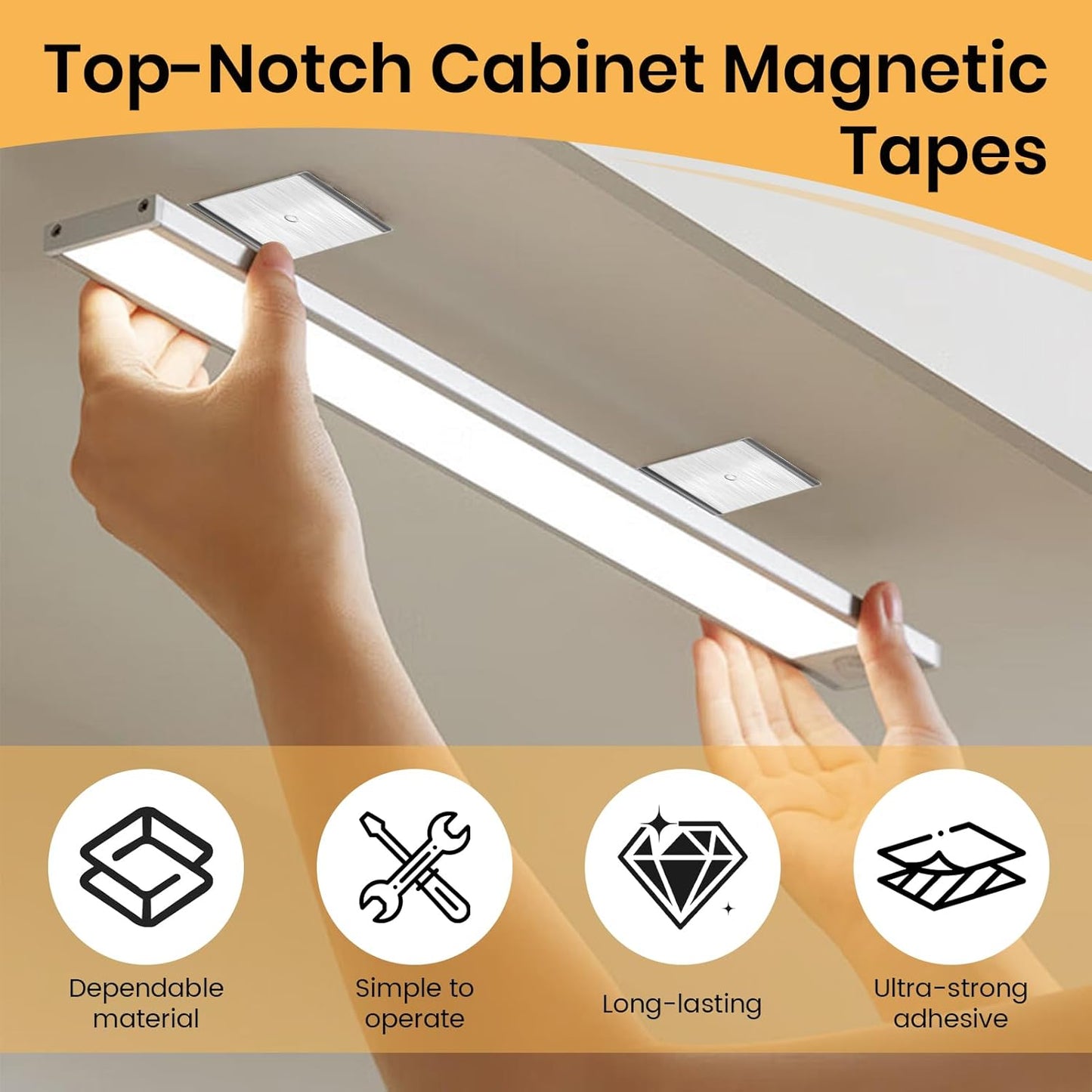 12 Tiras Adhesivas Metal para Luces LED Magnéticas
