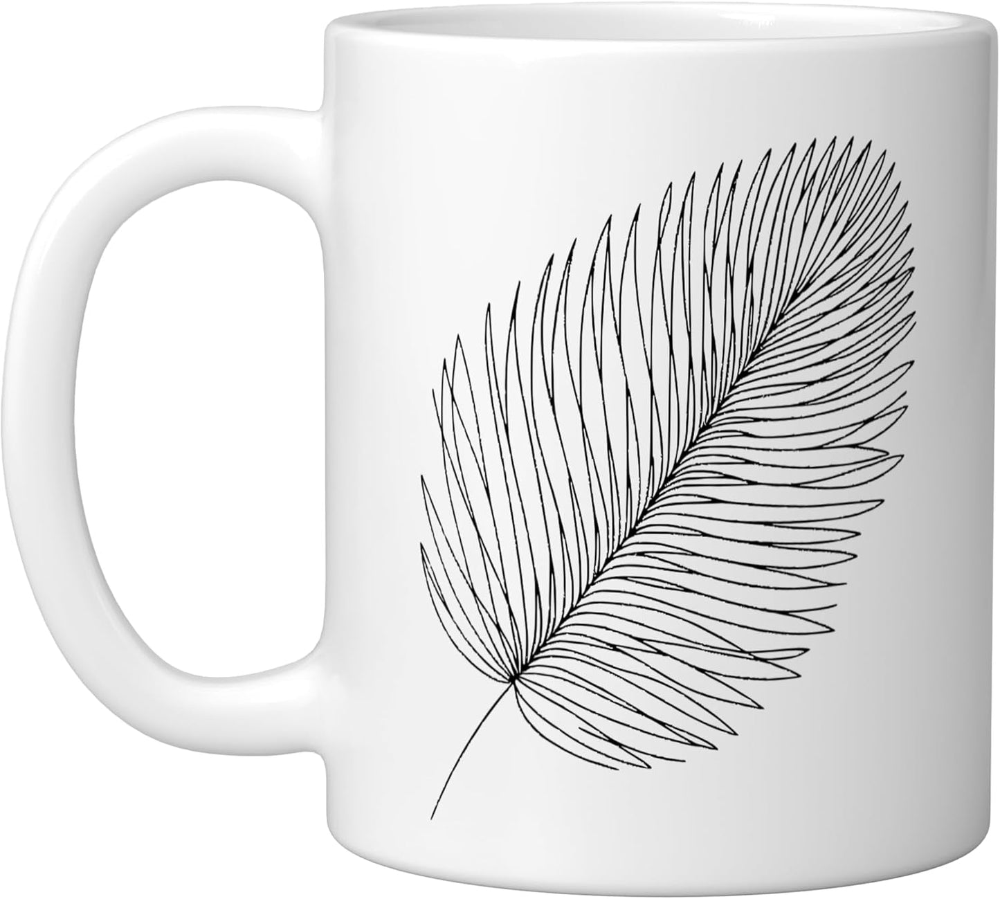 Taza cerámica para amantes de plantas Sago Palm Line Art en blanco
