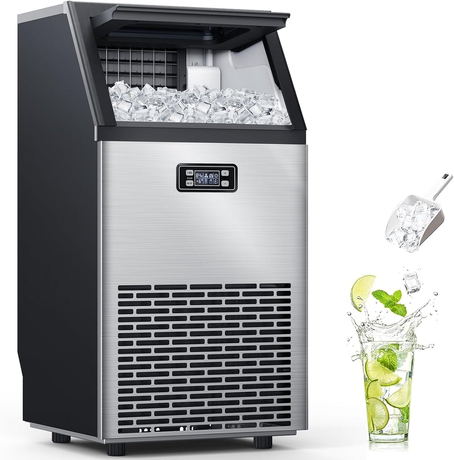 Máquina de hielo comercial de acero inoxidable 100 lb/24h
