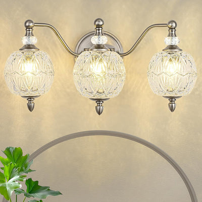 Lámpara pared níquel cepillado 3 luces moderna con pantallas vidrio