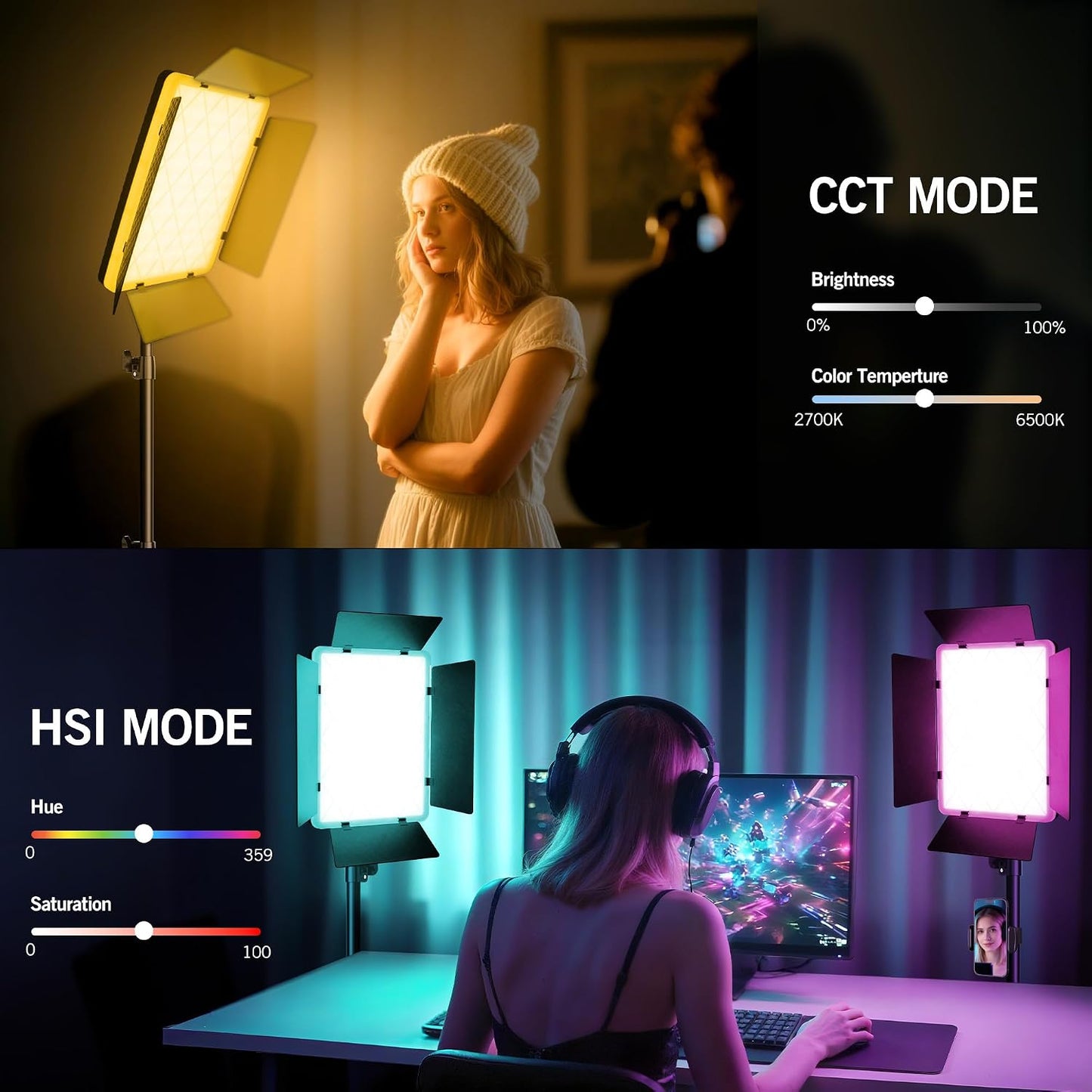Iluminación RGB estudio 40W 2700-6500K control remoto