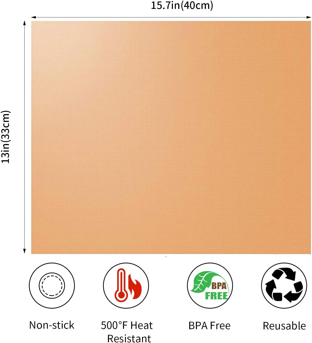 6 Pzas Alfombrillas Cobre Antiadherentes para Barbacoa