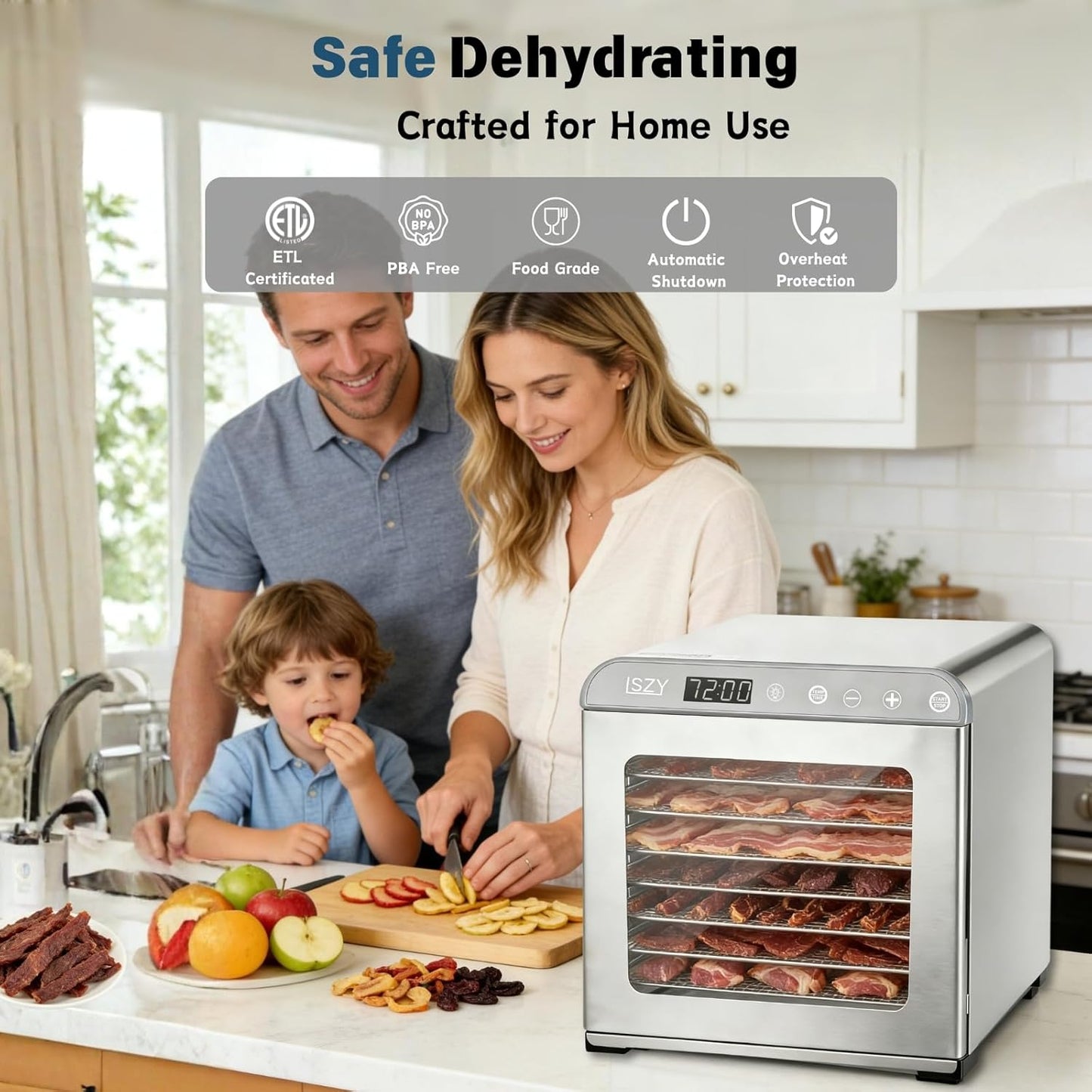 Deshidratador grande 12pulg 10 bandejas acero inox 800W