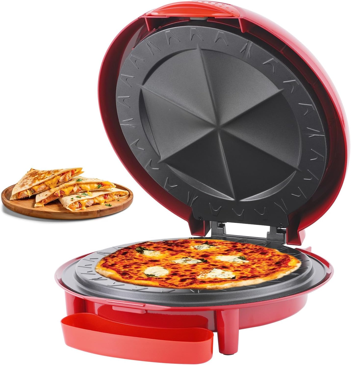Máquina quesadilla 10pulg con pestillo antiadherente rojo
