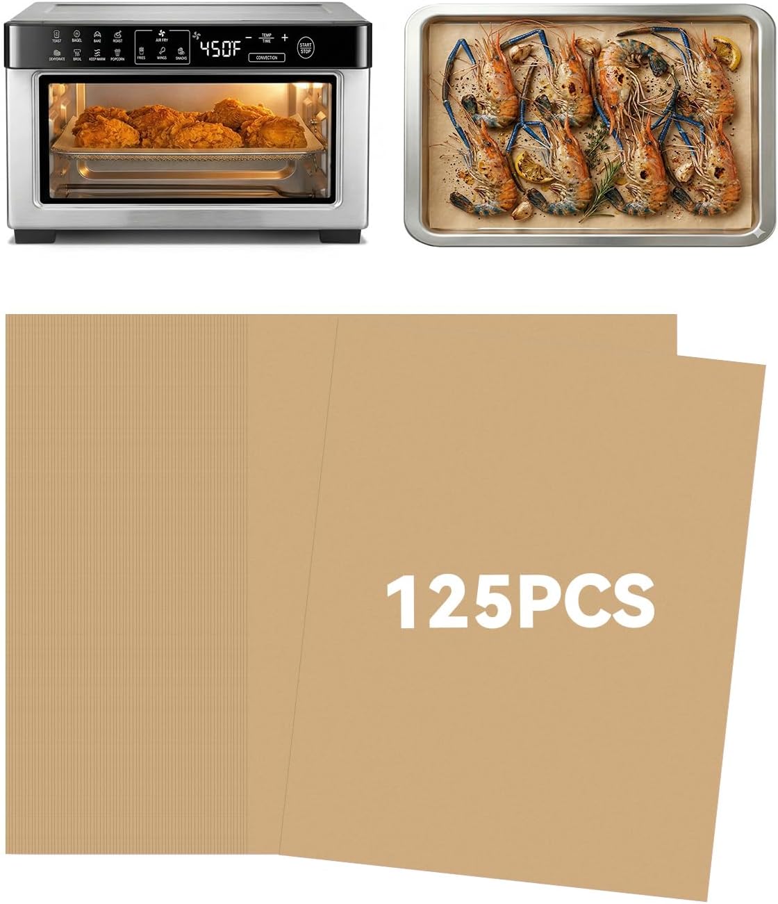 125 Forros Pergamino Comp Gourmia Freidora Aire 10qt Antiadherentes
