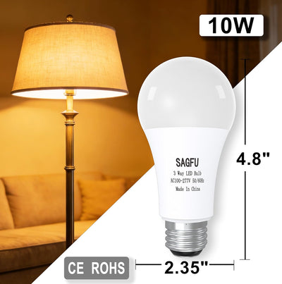 Bombillas LED 3 vías A19 E26 30-100W equivalente blanco suave set 2