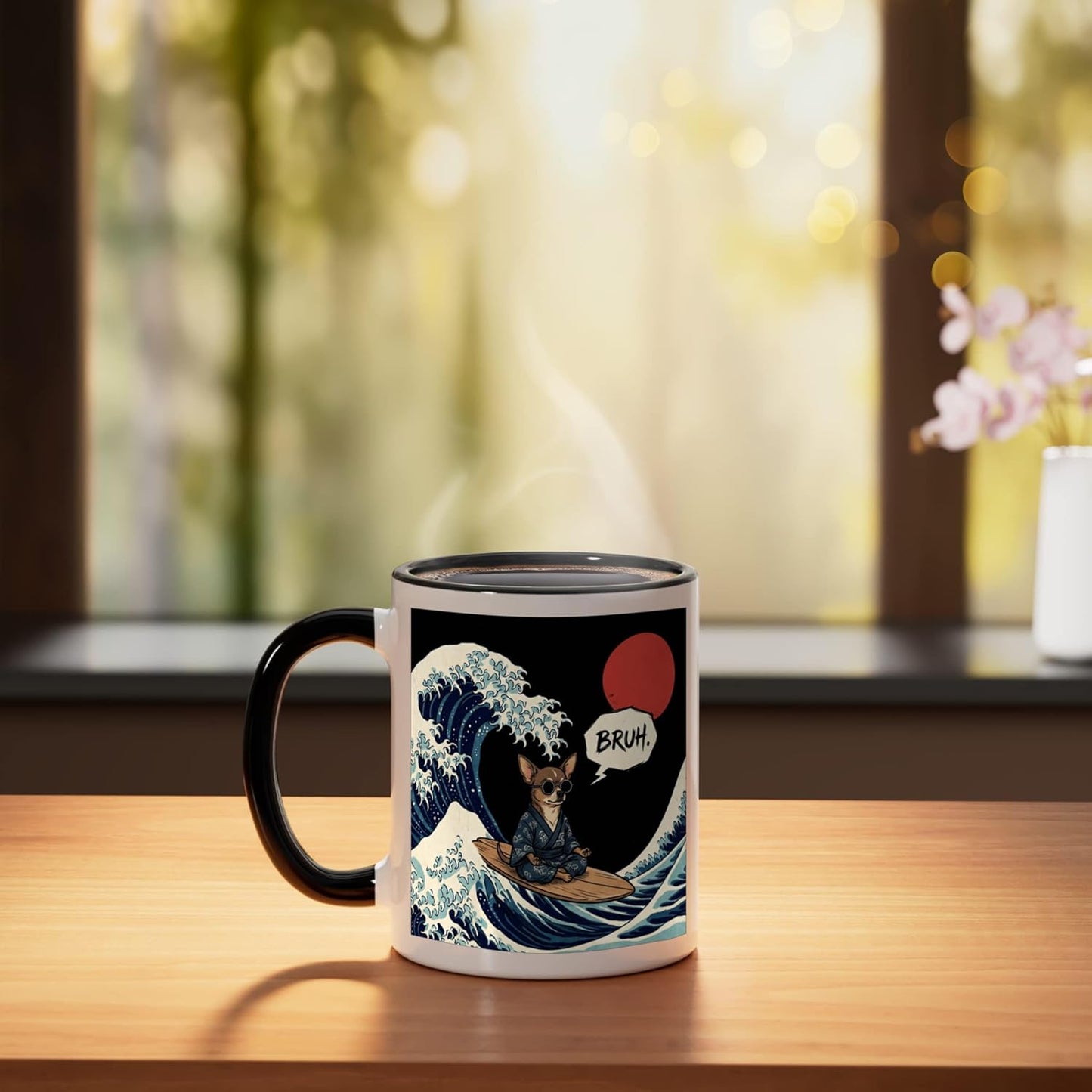 Taza cerámica Chihuahua Japanese Wave para hombres mujeres niños niñas