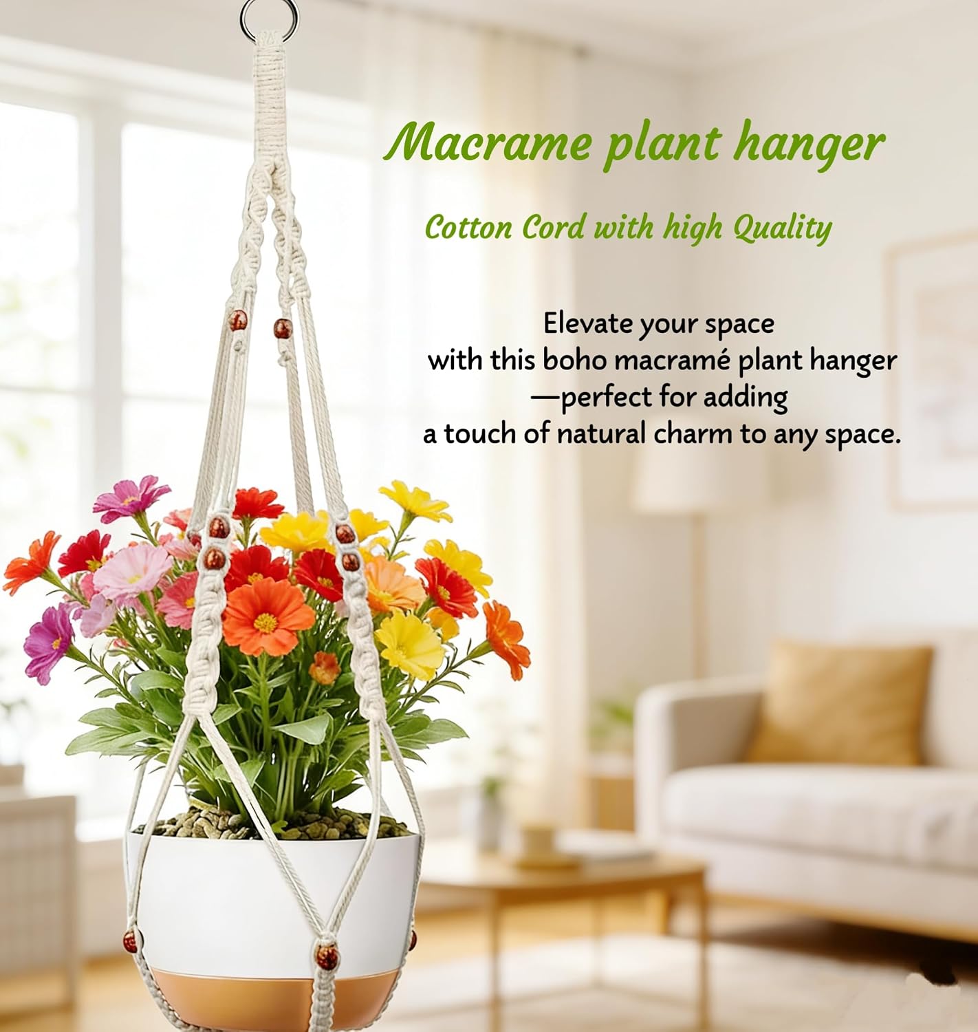 Colgador macramé para plantas interior y exterior paquete 2