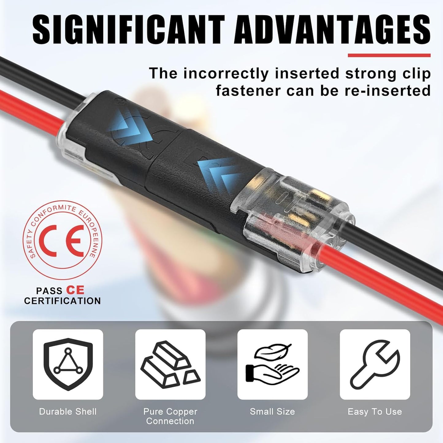 Conector doble alambre 2 pin con hebilla para tira led