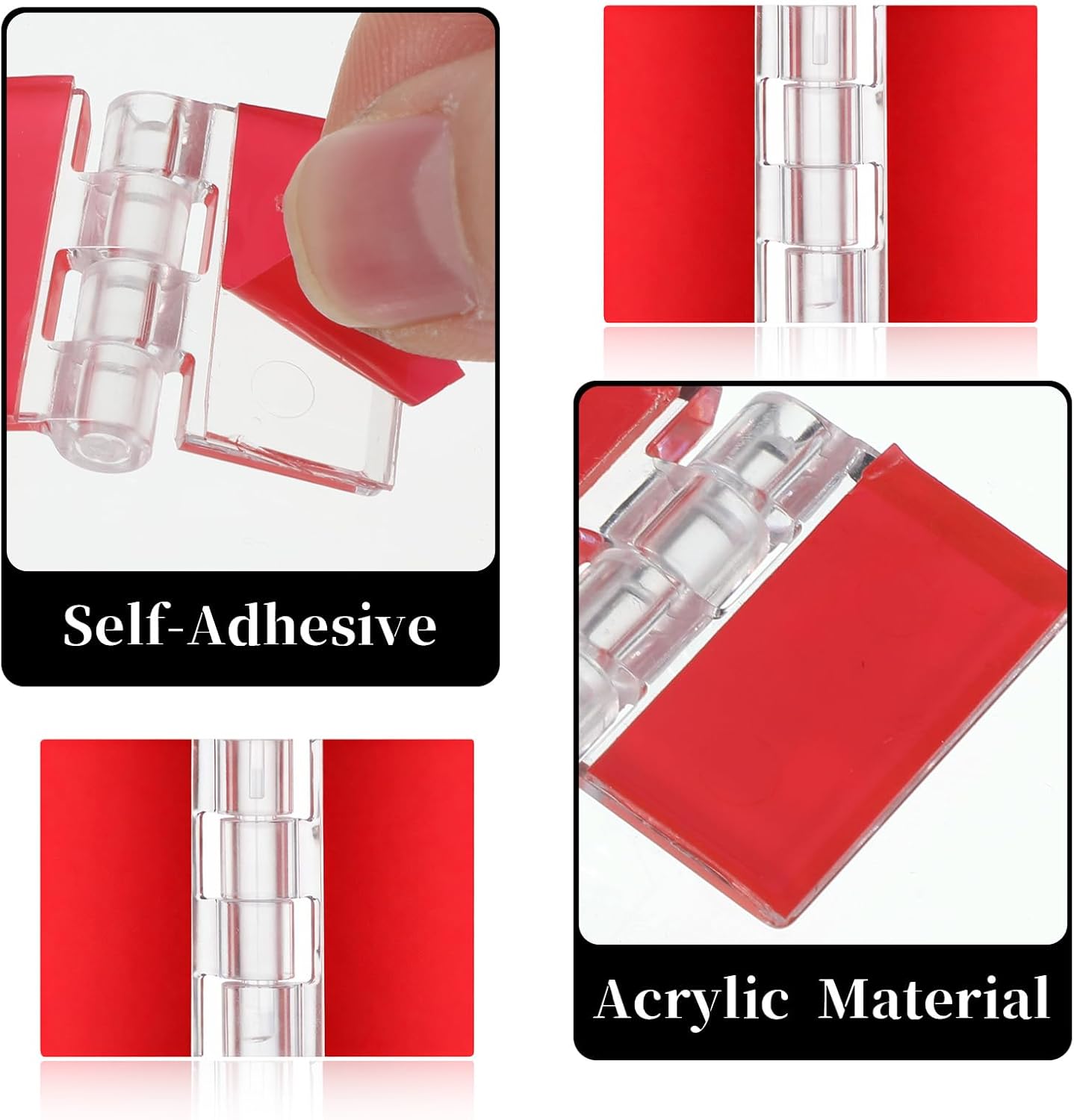 16 Bisagras Plástico Autoadhesivas Acrílico Transparente Plegable