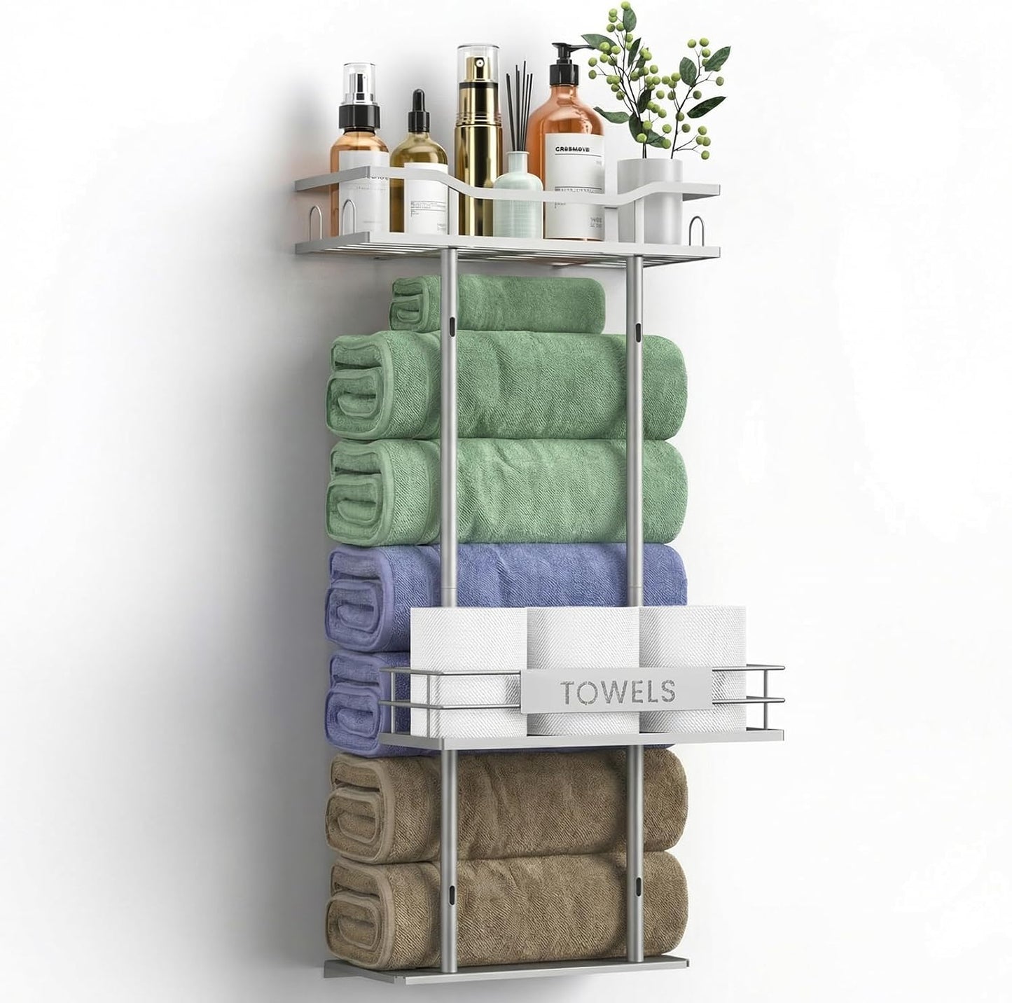 Toallero baño 30pulg con cesta pañuelos 6 toallas