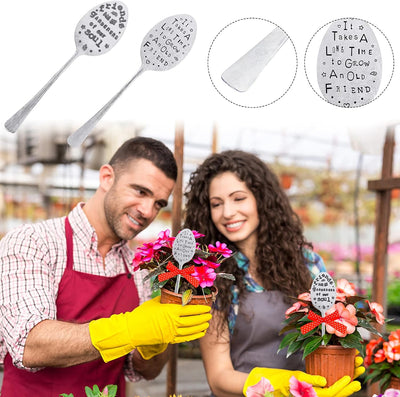 2 Pack Marcadores Jardín Cuchara Plata Etiquetas Creativas