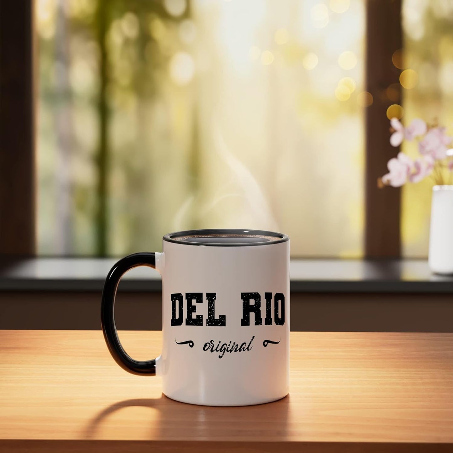 Taza cerámica Del Rio Texas retro negra/blanca