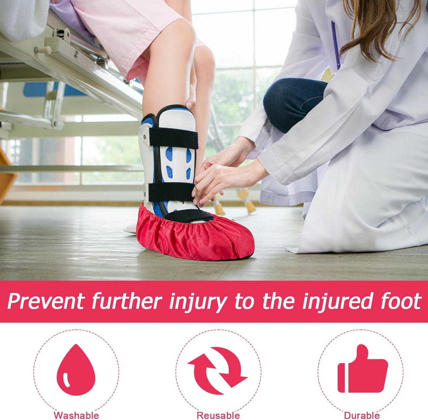 2 Fundas Botas Aire Protección Tobillo Impermeable Rojo Mediano