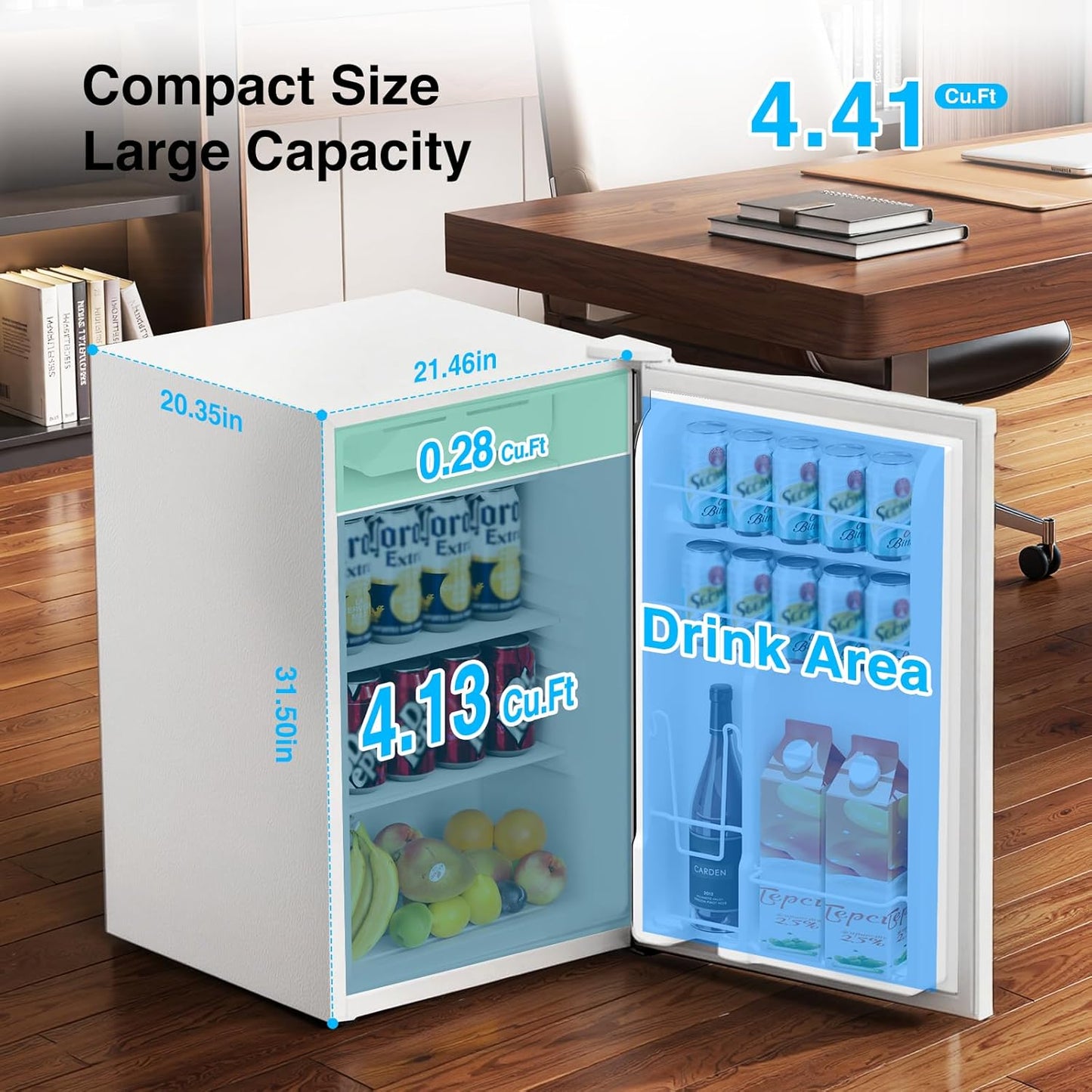 Mini refrigerador con congelador 4.41ft³ puerta reversible