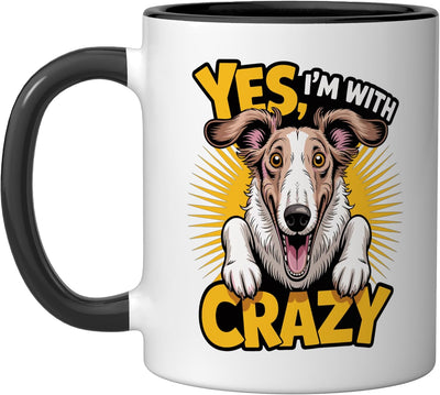 Taza cerámica de perro loco para papá y mamá Borzoi negro/blanco