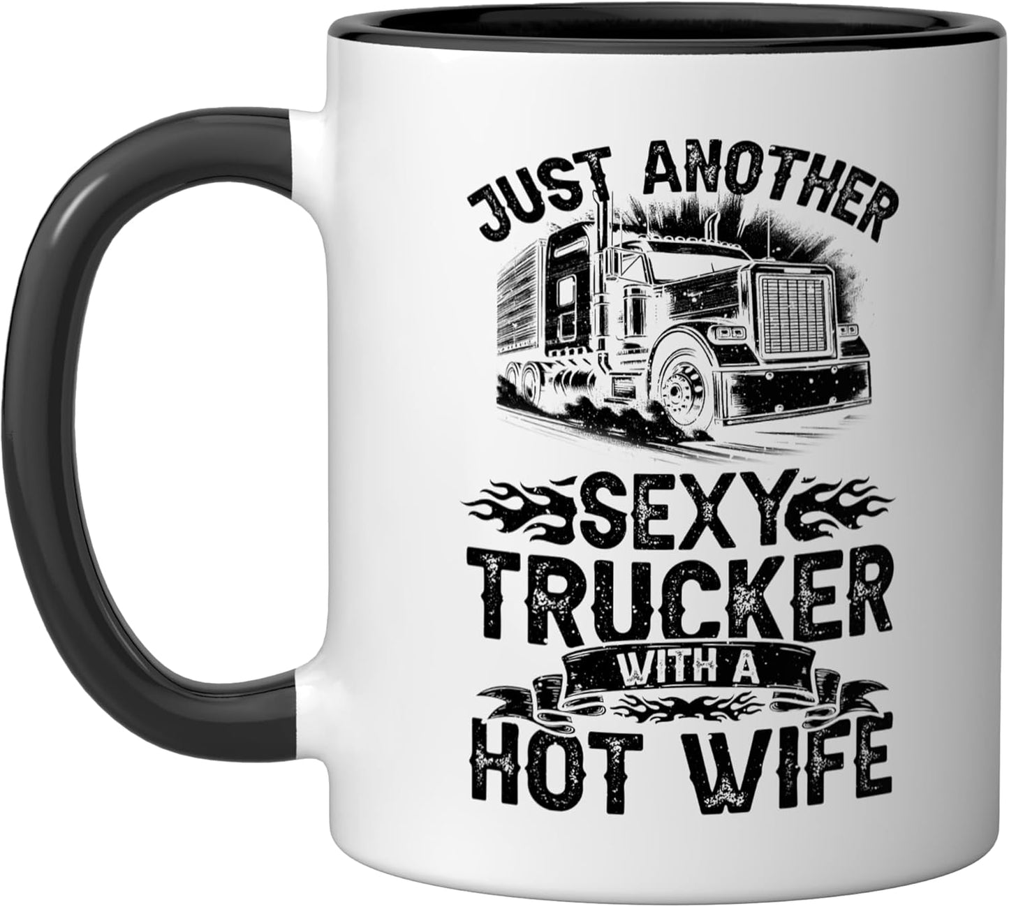 Taza Cerámica Camionero Negro/Blanco