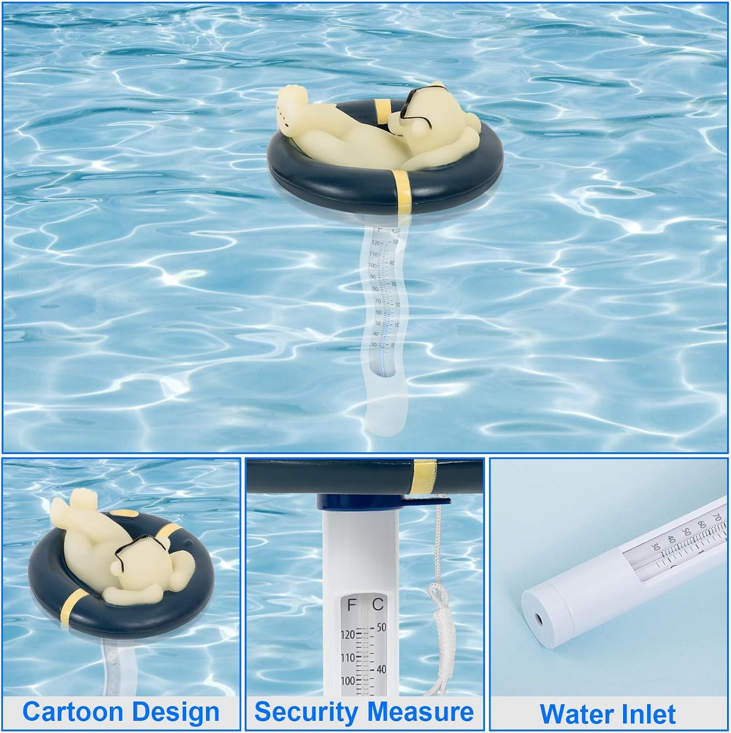 Termómetro flotante piscina con cuerda para spa jacuzzi