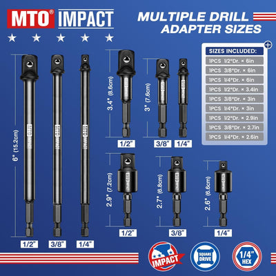 Juego adaptadores taladro impacto universal 1/4-1/2 pulg