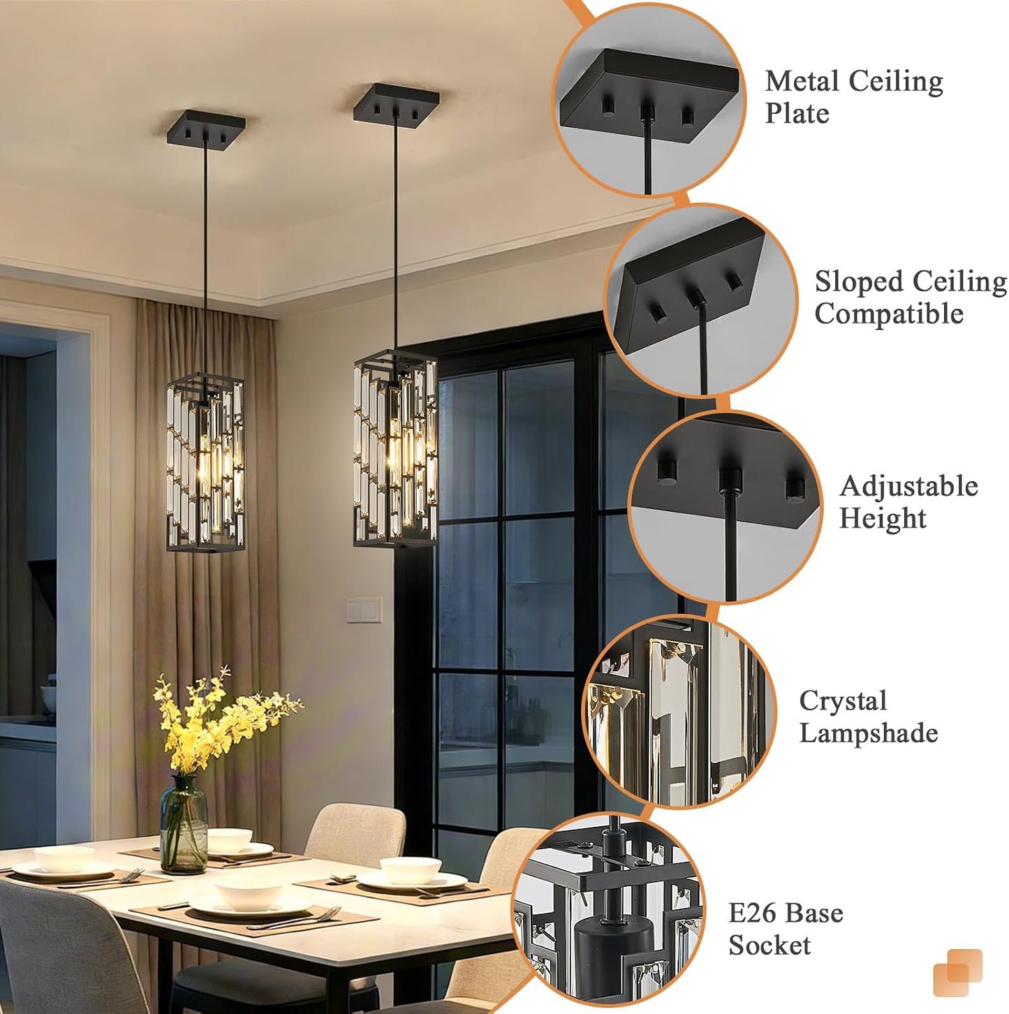 Luces colgantes negras isla cocina modernas ajustables