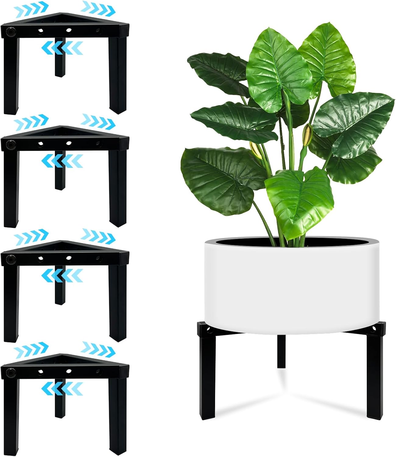 4 Soportes Metal Ajustables 5-10pulg Interiores Exteriores Negro