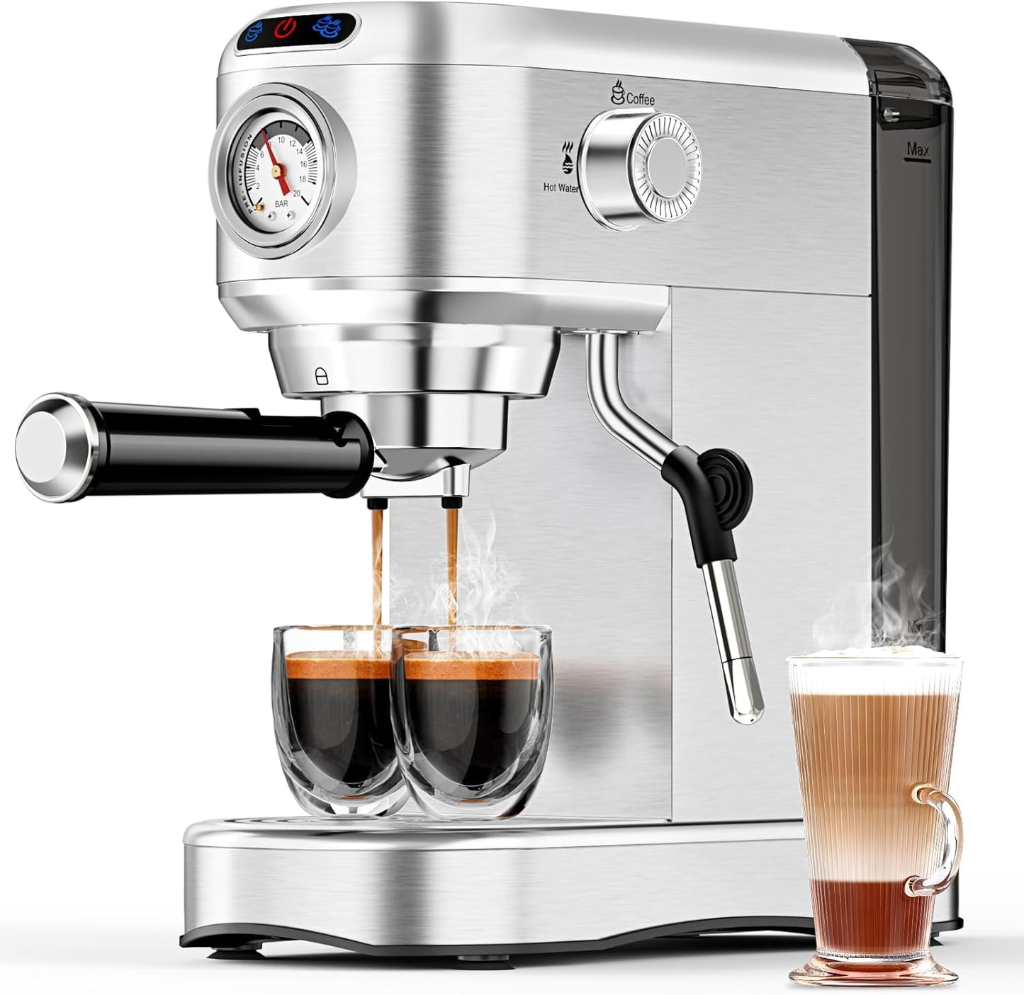 Cafetera Espresso Acero Inox 20 Bar Tanque Agua 34oz
