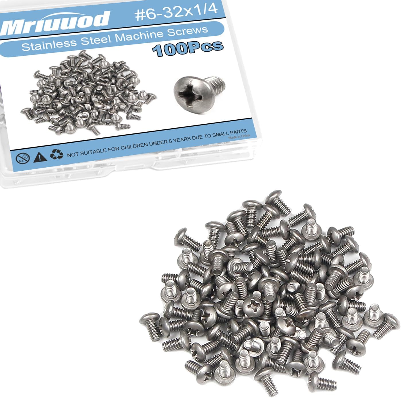 Tornillos #6-32x1/4 acero inox 304 cabeza Phillips