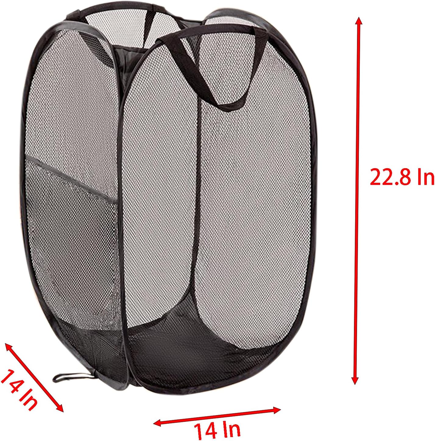 2 Cestas Plegables Ropa Sucia Malla Negro 22.8x14pulg