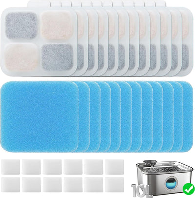 16 Filtros y Esponjas para Fuente Agua Perro Acero Inox 10L