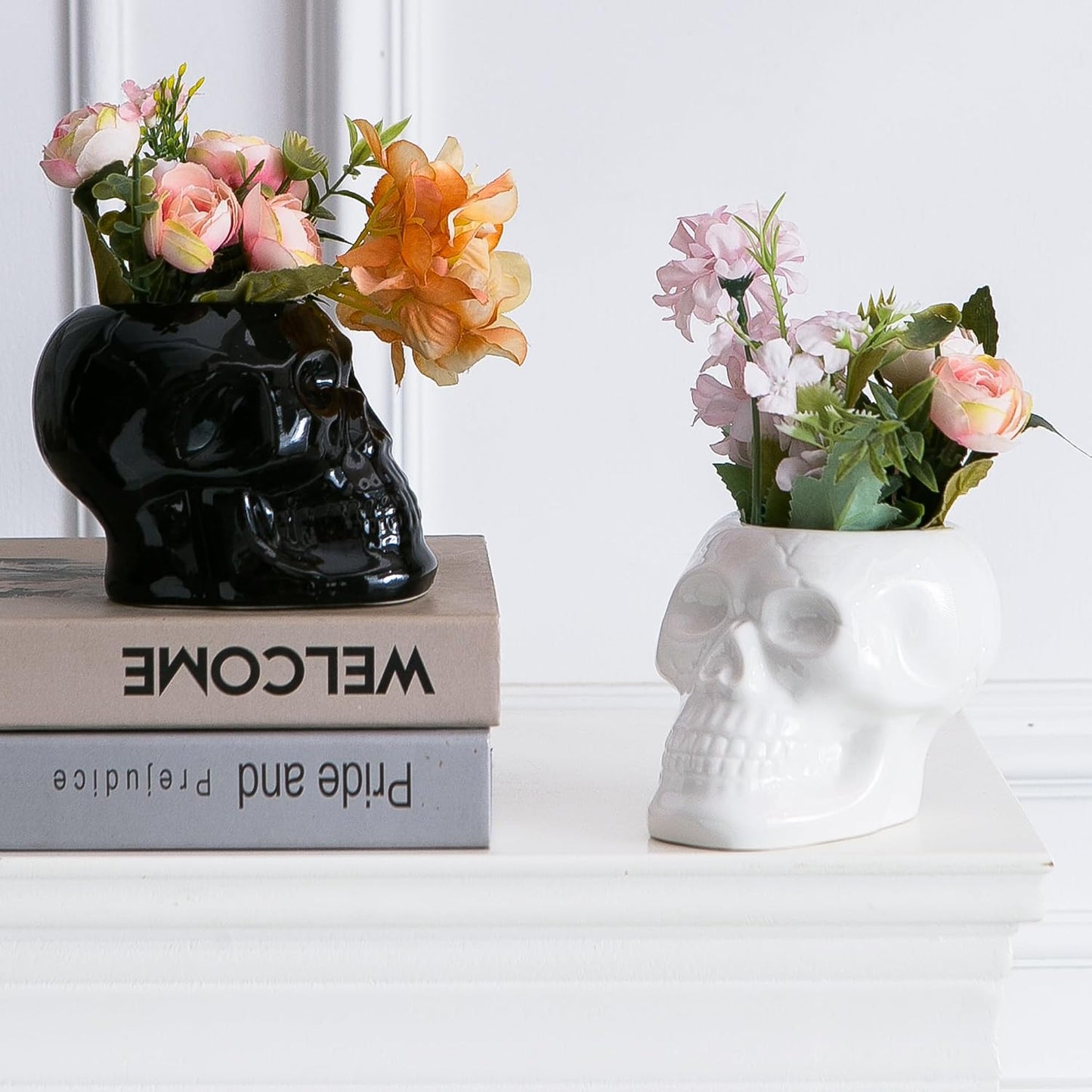 2 Macetas Calavera para Cactus Escritorio Gótico