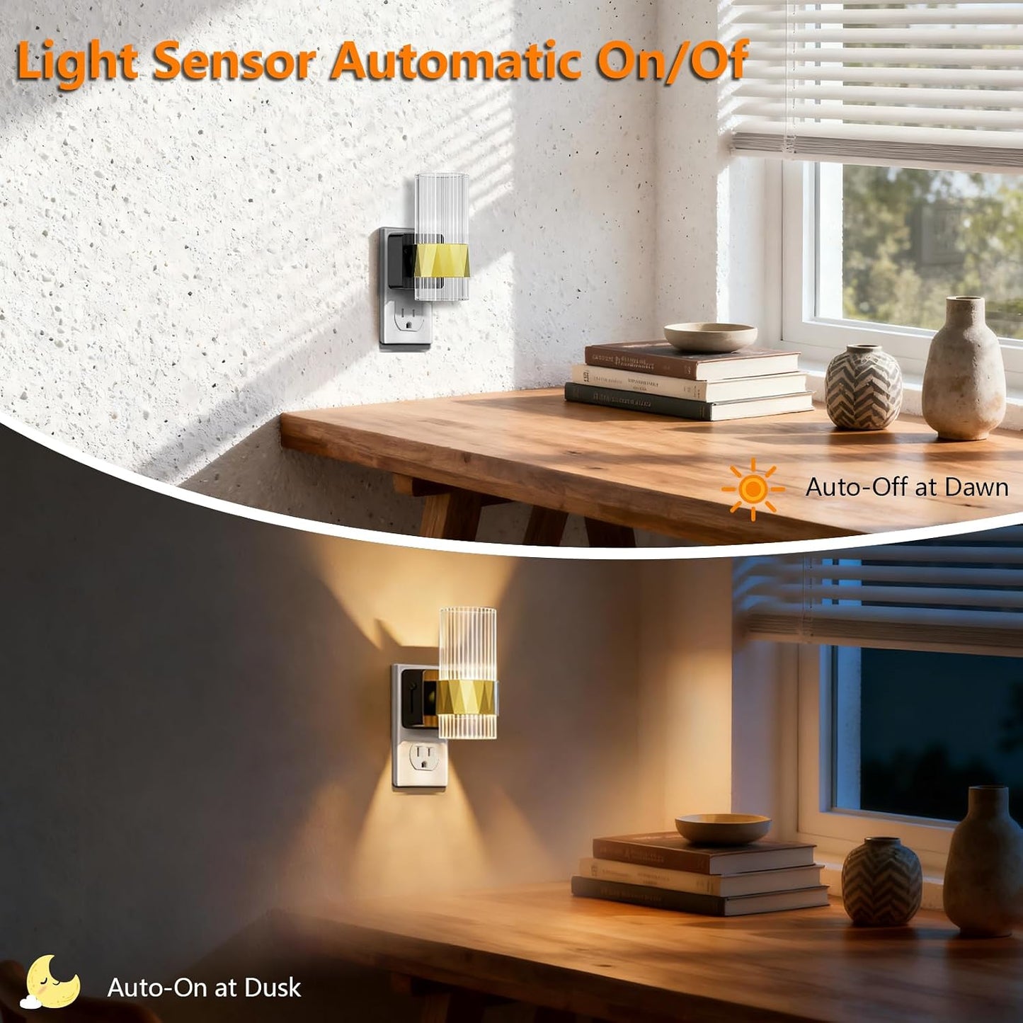 Luz nocturna LED giratoria con sensor 2700K enchufe dormitorio