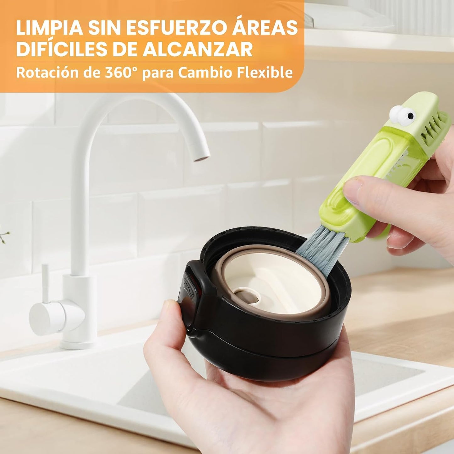 Juego 3en1 cepillo limpieza ranuras tapa taza