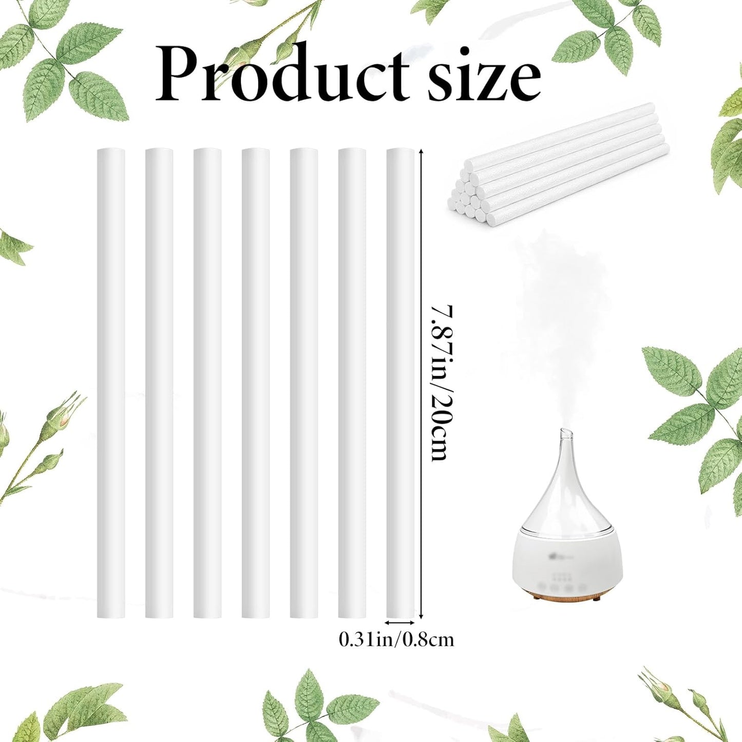24 Pzas Varillas Humidificador Repuesto Mechas Algodón 7.87pulg