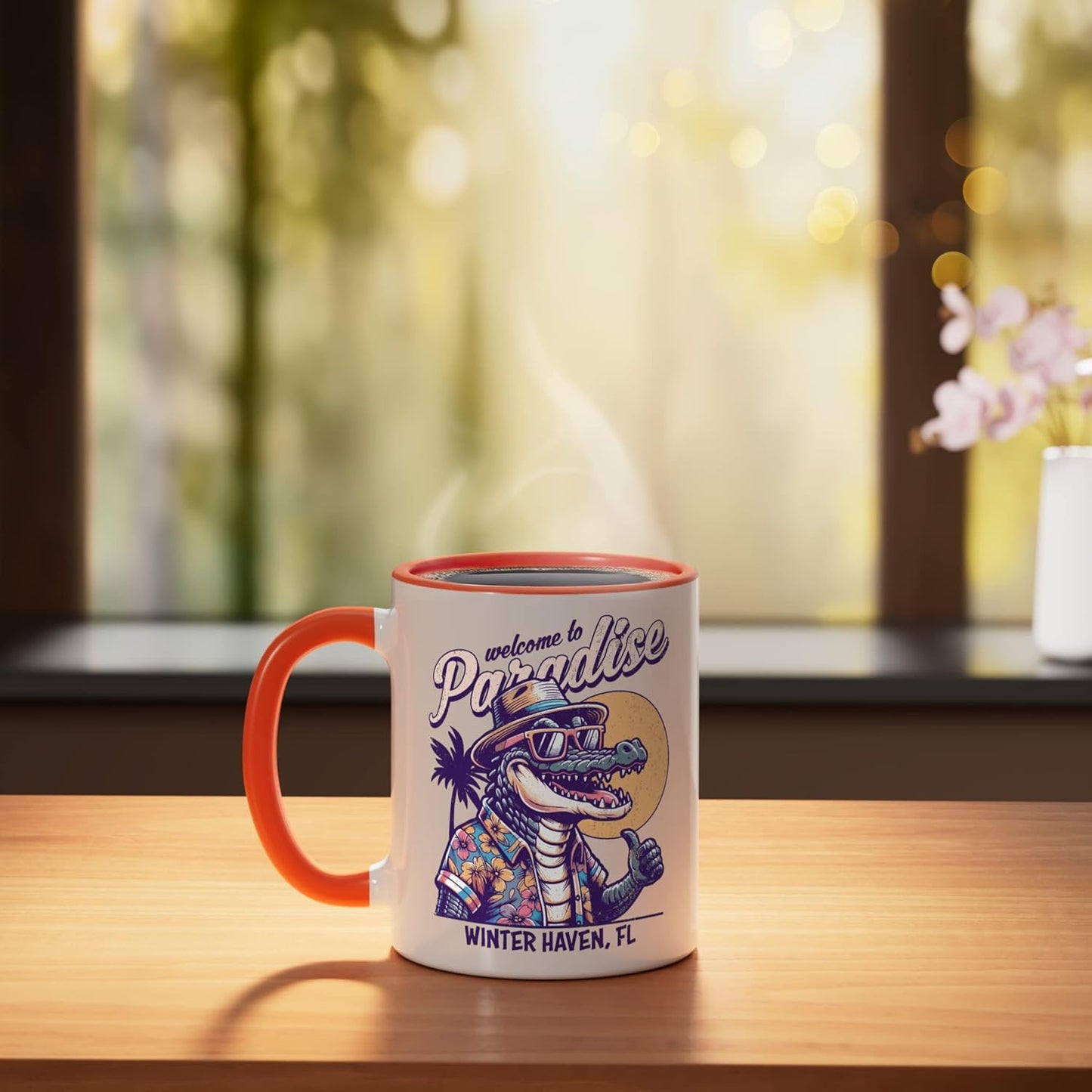 Taza Cerámica Retro Cocodrilo Orange/White