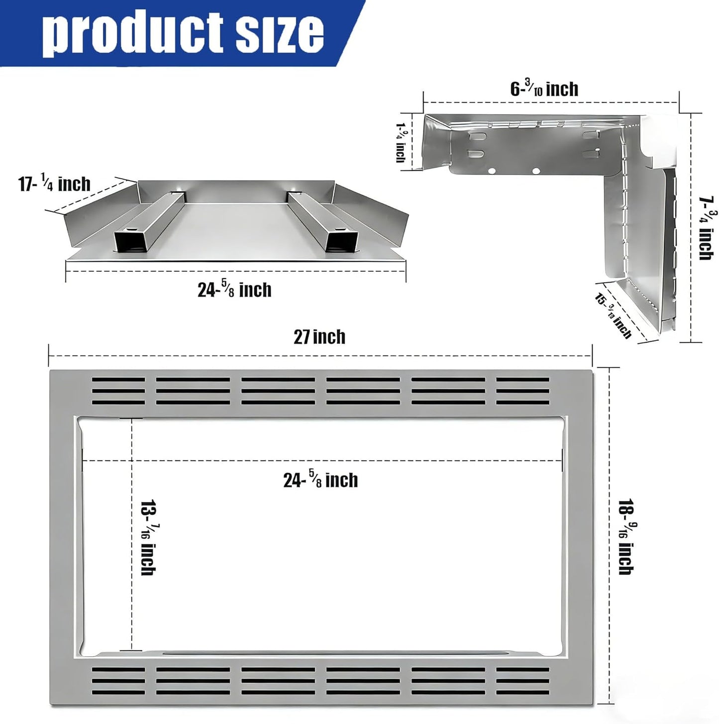 Kit molduras microondas 27pulg comp acero inox
